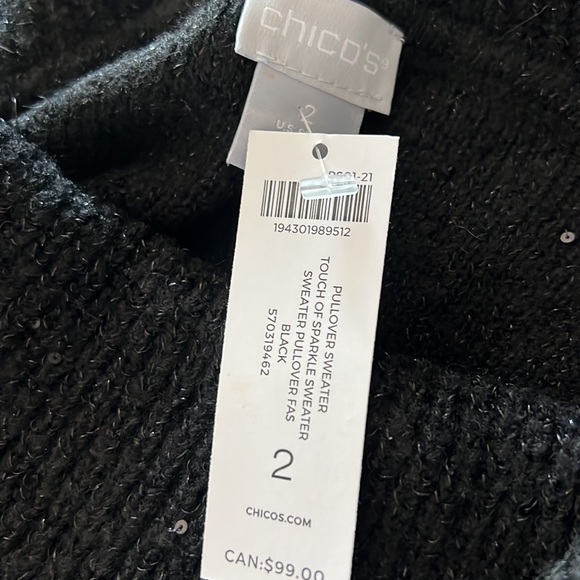 NWT! Chico’s Holiday Cowl Neck Sweater with sequins - Picture 5 of 6